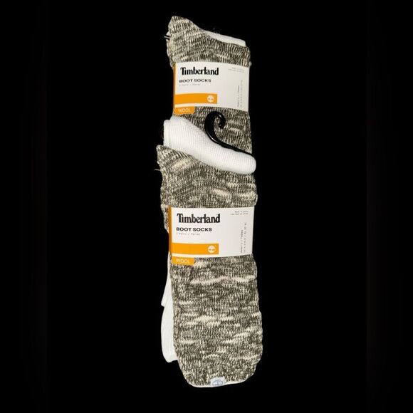 TIMBERLAND WOMEN’S WOOL BOOT SOCKS FOUR PAIR TOTAL FEATURES COMFORT WELT NWT - Picture 2 of 3